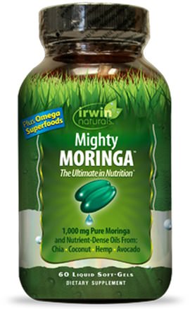 Mighty Moringa, 60 Liquid Soft-Gels by Irwin Naturals-Örter, Moringa Kapslar