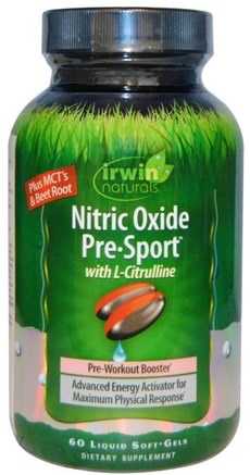Nitric Oxide Pre-Sport, 60 Liquid Soft-Gels by Irwin Naturals-Sport, Träning, Energi