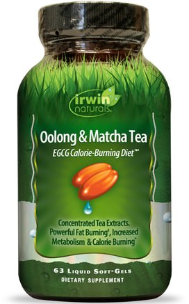 Oolong & Matcha Tea, EGCG Calorie-Burning Diet, 63 Liquid Soft-Gels by Irwin Naturals-Hälsa, Kost