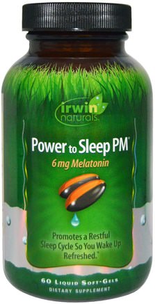 Power to Sleep PM, 6 mg Melatonin, 60 Liquid Soft-Gels by Irwin Naturals-Kosttillskott, Melatonin