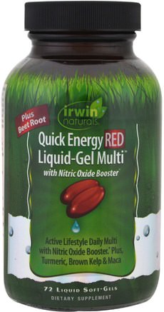 Quick Energy Red Liquid-Gel Multi, 72 Liquid Soft-Gels by Irwin Naturals-Sport, Kväveoxid