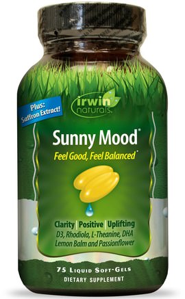 Sunny Mood, 75 Liquid Soft-Gels by Irwin Naturals-Hälsa, Humör