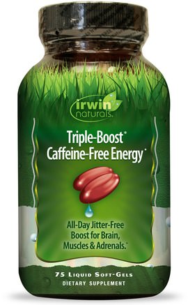 Triple-Boost Caffeine-Free Energy, 75 Liquid Soft-Gels by Irwin Naturals-Hälsa, Energi