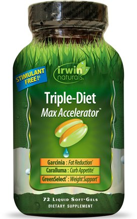 Triple-Diet, Max Accelerator, 72 Liquid Soft-Gels by Irwin Naturals-Hälsa, Kost, Slimaluma Caralluma