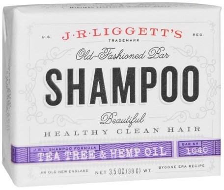 Old Fashioned Bar Shampoo, Tea Tree & Hemp Oil, 3.5 oz (99 g) by J.R. Liggetts-Bad, Skönhet, Schampo, Hud, Tea Tree, Tea Tree Produkter