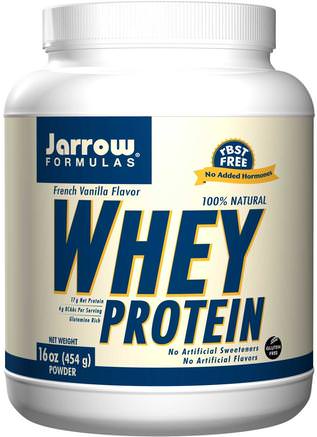 100% Natural Whey Protein, French Vanilla Flavor, 16 oz (454 g) by Jarrow Formulas-Kosttillskott, Vassleprotein