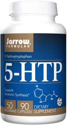 5-HTP, 50 mg, 90 Capsules by Jarrow Formulas-Kosttillskott, 5-Htp, 5-Htp 50 Mg