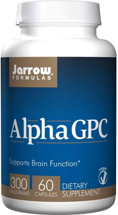 Alpha GPC, 300 mg, 60 Veggie Caps by Jarrow Formulas-Kosttillskott, Alfa Gpc (Glycerofoskolin)