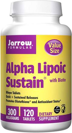 Alpha Lipoic Sustain, with Biotin, 300 mg, 120 Tablets by Jarrow Formulas-Kosttillskott, Antioxidanter, Alfa Lipoinsyra