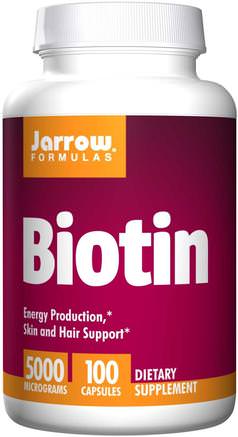 Biotin, 5000 mcg, 100 Capsules by Jarrow Formulas-Vitaminer, Vitamin B, Biotin
