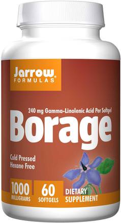 Borage, GLA-240, 1000 mg, 60 Softgels by Jarrow Formulas-Kosttillskott, Efa Omega 3 6 9 (Epa Dha), Borrolja