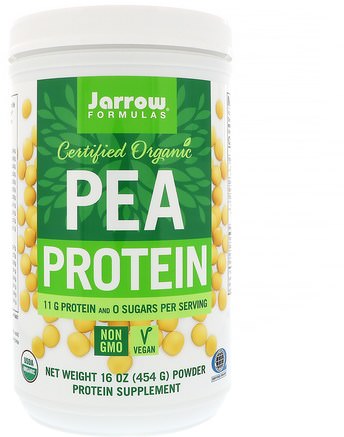 Certified Organic Pea Protein, 16 oz (454 g) by Jarrow Formulas-Kosttillskott, Protein