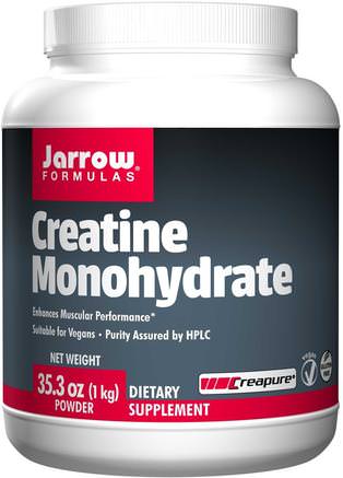 Creatine Monohydrate Powder, 35.3 oz (1 kg) by Jarrow Formulas-Sport, Kreatin, Energi