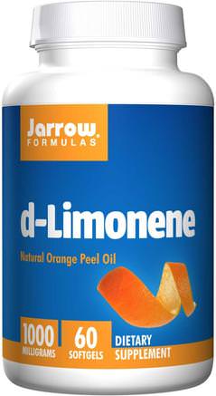 d-Limonene, 1000 mg, 60 Softgels by Jarrow Formulas-Kosttillskott, D-Limonen Apelsinskalukstrakt, Halsbränna Och Gärd, Halsbränna