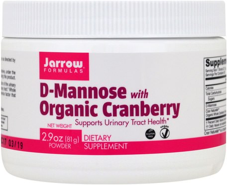 D-Mannose with Organic Cranberry, 2.9 oz (81 g) by Jarrow Formulas-Kosttillskott, D-Mannos