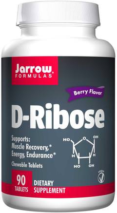 D-Ribose, Berry Flavor, 90 Chewable Tablets by Jarrow Formulas-Sport, D Ribos, Energi