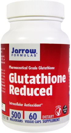 Glutathione Reduced, 500 mg, 60 Veggie Caps by Jarrow Formulas-Kosttillskott, L Glutation