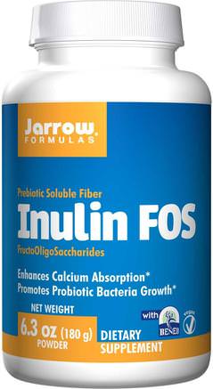 Inulin FOS, Powder, 6.3 oz (180 g) by Jarrow Formulas-Kosttillskott, Fiber, Inulin, Probiotika
