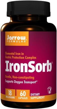 IronSorb, 18 mg, 60 Veggie Caps by Jarrow Formulas-Kosttillskott, Mineraler, Järn