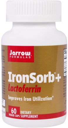 Ironsorb+Lactoferrin, 60 Veggie Caps by Jarrow Formulas-Kosttillskott, Laktoferrin, Mineraler, Järn