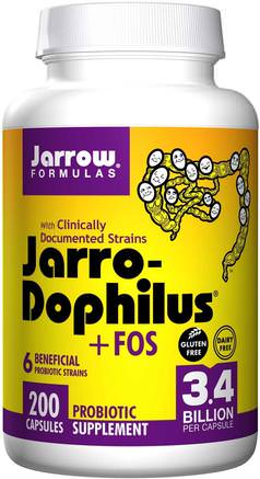 Jarro-Dophilus + FOS, 3.4 Billion, 200 Capsules (Ice) by Jarrow Formulas-Kosttillskott, Probiotika, Acidophilus, Iskylda Produkter