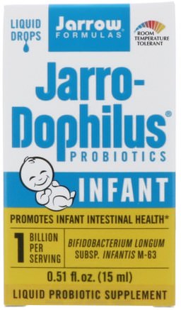 Jarro-Dophilus Probiotics, Liquid Drops, Infant, 0.51 fl oz. (15 ml) by Jarrow Formulas-Kosttillskott, Probiotika, Probiotika För Barn, Stabiliserade Probiotika
