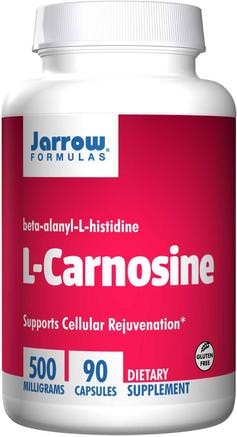 L-Carnosine, Beta-Alanyl-L-Histidine, 500 mg, 90 Capsules by Jarrow Formulas-Kosttillskott, Aminosyror, L Carnosin, L Histidin