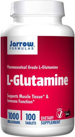 L-Glutamine, 1000 mg, 100 Tablets by Jarrow Formulas-Kosttillskott, Aminosyror, L Glutamin, L-Glutamintabletter