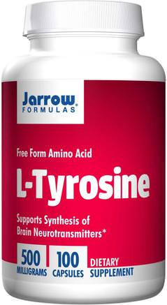 L-Tyrosine, 500 mg, 100 Capsules by Jarrow Formulas-Kosttillskott, Aminosyror, L Tyrosin