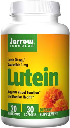 Lutein, 20 mg, 30 Softgels by Jarrow Formulas-Kosttillskott, Antioxidanter, Lutein