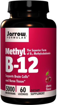 Methyl B-12, Cherry Flavor, 5000 mcg, 60 Lozenges by Jarrow Formulas-Vitaminer, Vitamin B12