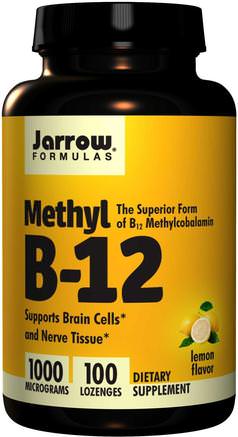 Methyl B-12, Lemon Flavor, 1000 mcg, 100 Lozenges by Jarrow Formulas-Vitaminer, Vitamin B12, Vitamin B12 - Metylcobalamin