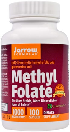 Methyl Folate, 1000 mcg, 100 Capsules by Jarrow Formulas-Vitaminer, Folsyra, 5-Mthf Folat (5 Metyltetrahydrofolat)