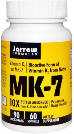 MK-7, Vitamin K2 as MK-7, 90 mcg, 60 Softgels by Jarrow Formulas-Vitaminer, Vitamin K
