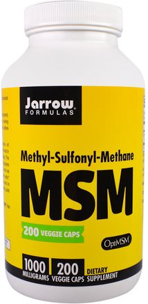 MSM, Methyl-Sulfonyl-Methane, 1.000 mg, 200 Veggie Caps by Jarrow Formulas-Hälsa, Artrit, Ben, Osteoporos, Msm