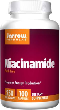 Niacinamide, 250 mg, 100 Capsules by Jarrow Formulas-Vitaminer, Vitamin B3, Vitamin B3 - Niacinamid