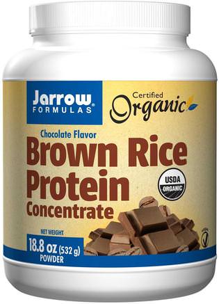 Organic Brown Rice Protein Concentrate, Chocolate Flavor, Powder, 18.8 oz (532 g) by Jarrow Formulas-Kosttillskott, Protein, Risproteinpulver