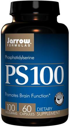 PS-100, Phosphatidylserine, 100 mg, 60 Capsules by Jarrow Formulas-Kosttillskott, Fosfatidylserin, Uppmärksamhetsbriststörning, Tillsätt, Adhd, Hjärna