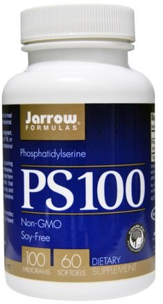 PS100, Phosphatidylserine, 100 mg, 60 Softgels by Jarrow Formulas-Kosttillskott, Fosfatidylserin, Uppmärksamhetsbriststörning, Tillsätt, Adhd, Hjärna
