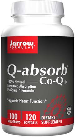 Q-absorb Co-Q10, 100 mg, 120 Softgels by Jarrow Formulas-Kosttillskott, Koenzym Q10, Coq10