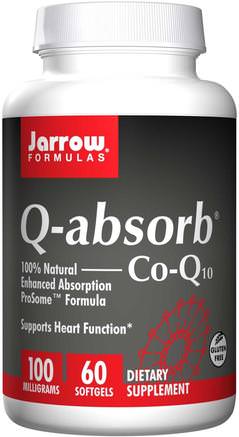 Q-absorb Co-Q10, 100 mg, 60 Softgels by Jarrow Formulas-Kosttillskott, Koenzym Q10, Coq10