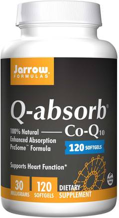 Q-absorb Co-Q10, 30 mg, 120 Softgels by Jarrow Formulas-Kosttillskott, Koenzym Q10