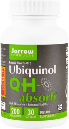 Ubiquinol, QH-absorb, 200 mg, 30 Softgels by Jarrow Formulas-Kosttillskott, Antioxidanter, Ubiquinol Qh