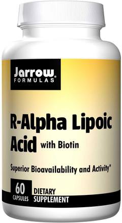 R-Alpha Lipoic Acid, with Biotin, 60 Capsules by Jarrow Formulas-Kosttillskott, Antioxidanter, Alfapoidsyra, Alfa Liposyra 100 Mg
