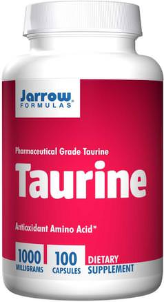 Taurine, 1000 mg, 100 Capsules by Jarrow Formulas-Kosttillskott, Aminosyror, Taurin