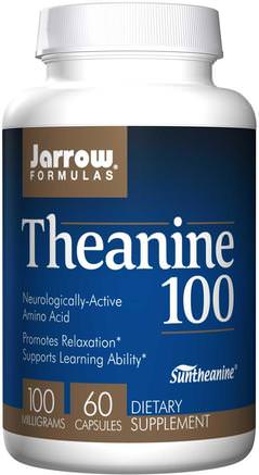 Theanine 100, 100 mg, 60 Veggie Caps by Jarrow Formulas-Kosttillskott, Aminosyror, L-Teanin