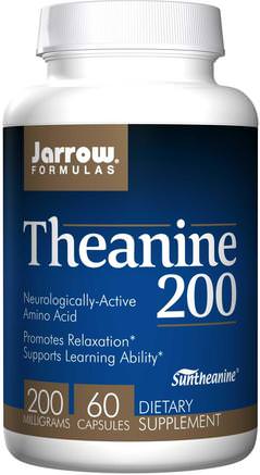Theanine 200, 200 mg, 60 Veggie Caps by Jarrow Formulas-Kosttillskott, L Theanine, Sömn
