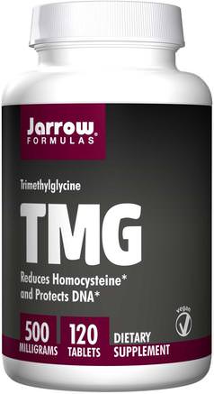 TMG, Trimethylglycine, 500 mg, 120 Tablets by Jarrow Formulas-Kosttillskott, Tmg (Vattenfri Betain), Hälsa