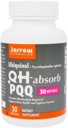 Ubiquinol, QH+ PQQ, 30 Softgels by Jarrow Formulas-Kosttillskott, Antioxidanter, Ubiquinol Qh, Pqq (Biopqq)