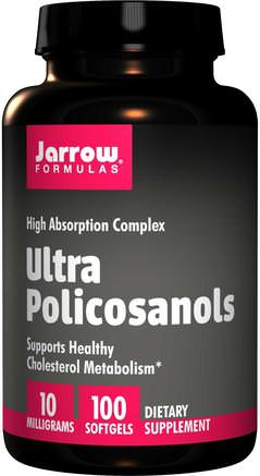 Ultra Policosanols, High Absorption Complex, 10 mg, 100 Softgels by Jarrow Formulas-Kosttillskott, Polikosanol